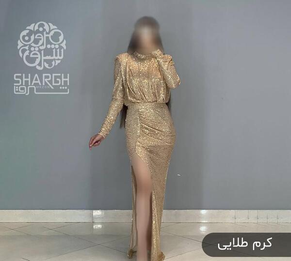 عکس لباس مجلسی زنانه پولکی طلایی