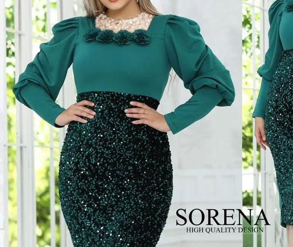 عکس لباس مجلسی زنانه پولکی مخمل