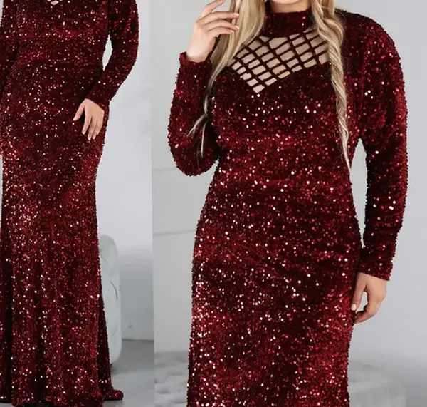 عکس لباس مجلسی زنانه پولکی مخمل