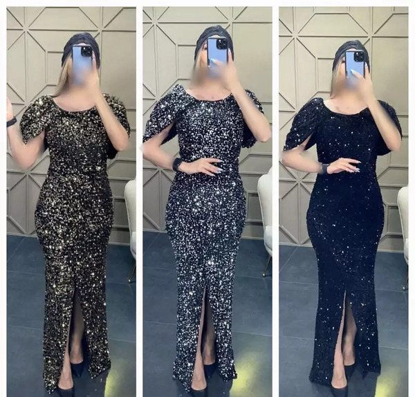عکس لباس مجلسی زنانه پولکی مخمل