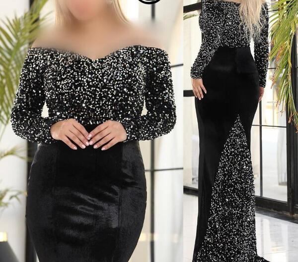 عکس لباس مجلسی زنانه پولکی مخمل