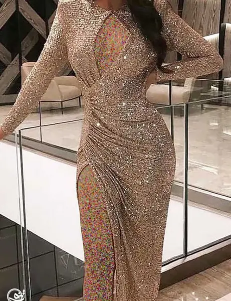 عکس مدل لباس مجلسی زنانه با پارچه های پولکی