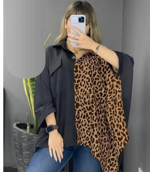 عکس لباس مجلسی زنانه با پارچه پلنگی