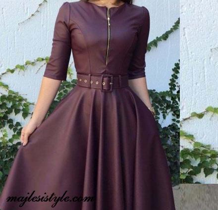 عکس لباس مجلسی زنانه چرمی