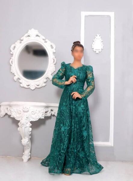 عکس لباس مجلسی زنانه حریر و گیپور