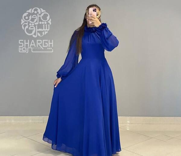 عکس مدل لباس مجلسی زنانه حریر طرح دار