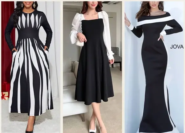 عکس لباس مجلسی زنانه سفید مشکی