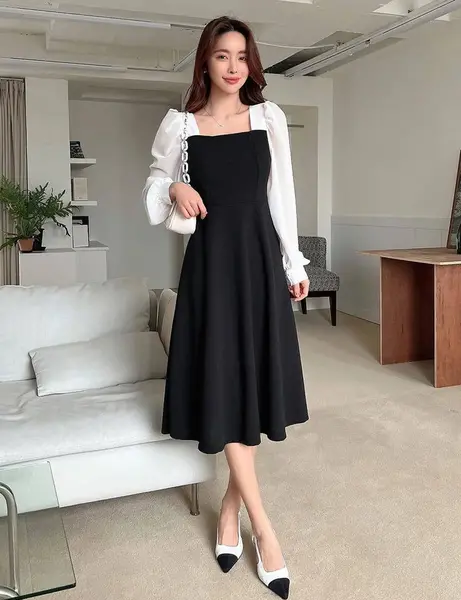 عکس مدل لباس مجلسی زنانه سفید مشکی