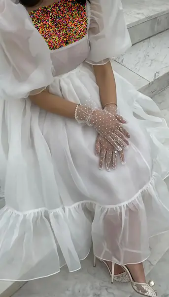 عکس لباس مجلسی کوتاه سفید زنانه