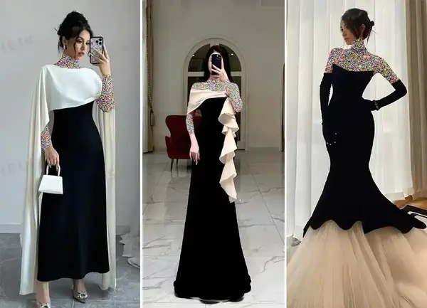 عکس لباس مجلسی زنانه سیاه و سفید