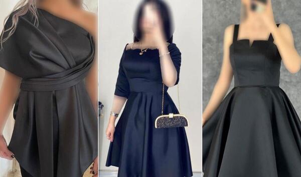 عکس لباس مجلسی زنانه ساتن مشکی