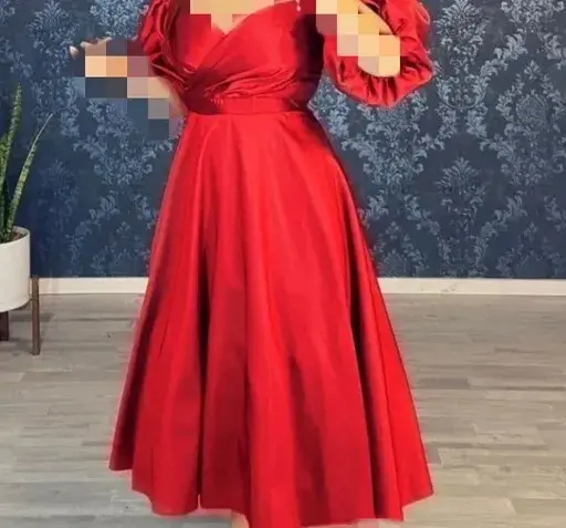 عکس لباس مجلسی زنانه ساتن قرمز