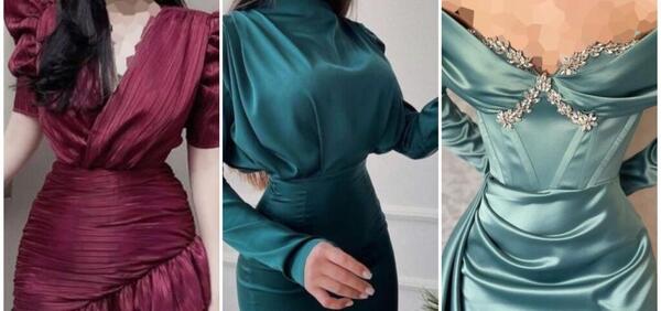 عکس مدل لباس مجلسی زنانه ساتن جدید