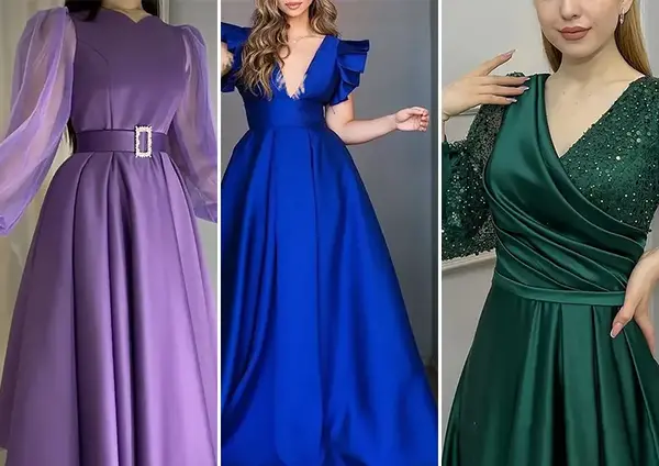 عکس مدل لباس مجلسی زنانه ساتن جدید