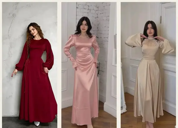 عکس مدل لباس مجلسی زنانه ساتن جدید