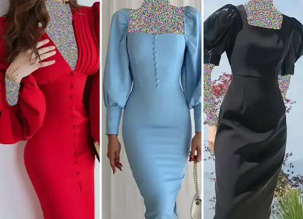 عکس لباس مجلسی کوتاه عروسکی آستین پفی