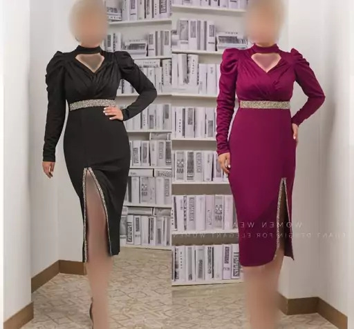 عکس لباس مجلسی کوتاه آستین دار شیک