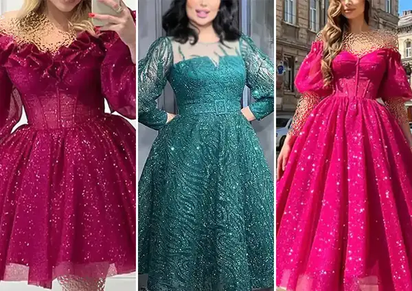 عکس لباس مجلسی ابی کوتاه عروسکی