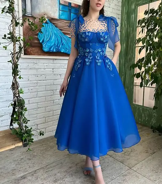 عکس مدل لباس مجلسی کوتاه ابی کاربنی
