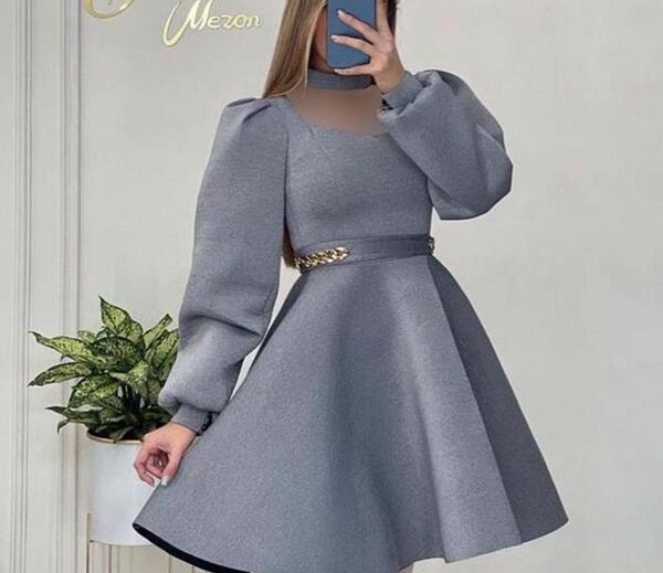 عکس لباس مجلسی کوتاه و آستین بلند