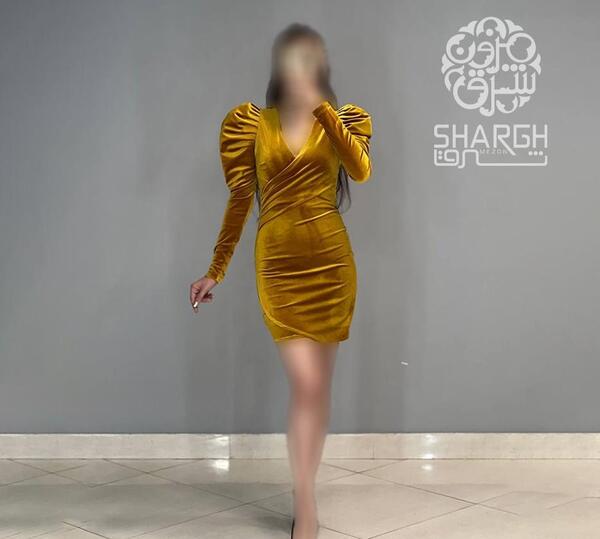 عکس لباس مجلسی کوتاه با آستین پفی