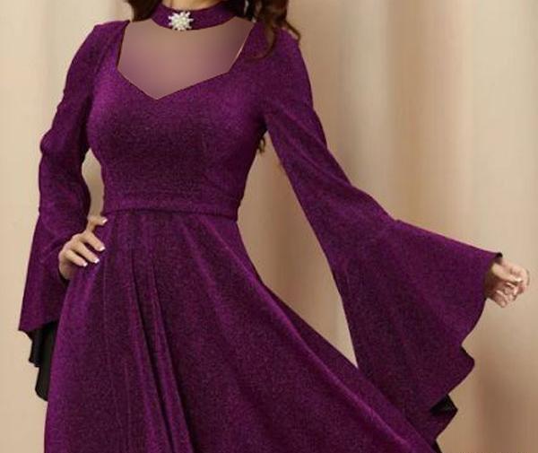 عکس مدل لباس مجلسی کوتاه بنفش