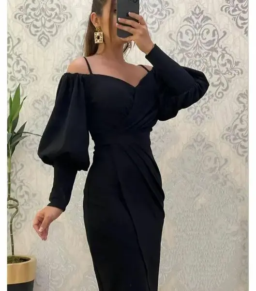 عکس لباس مجلسی پرنسسی کوتاه مشکی