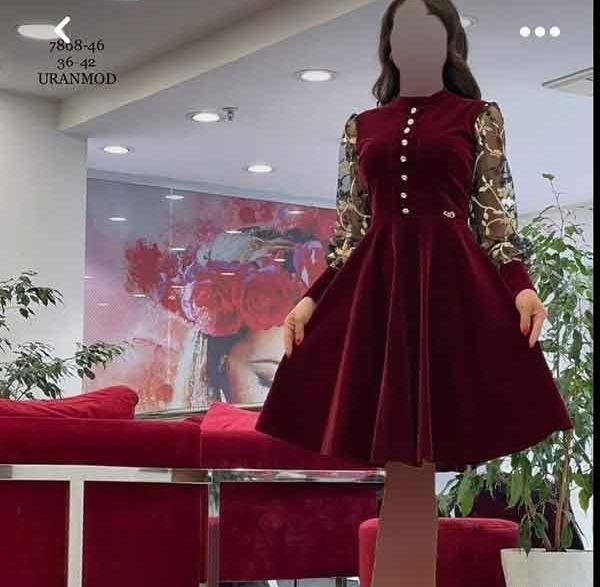 عکس لباس مجلسی مخمل ترکیه کوتاه