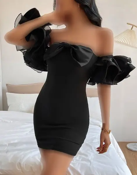 عکس خرید لباس مجلسی کوتاه مشکی