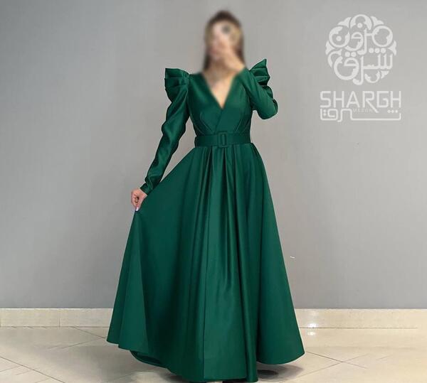 عکس لباس مجلسی دامن کلوش ساتن کوتاه