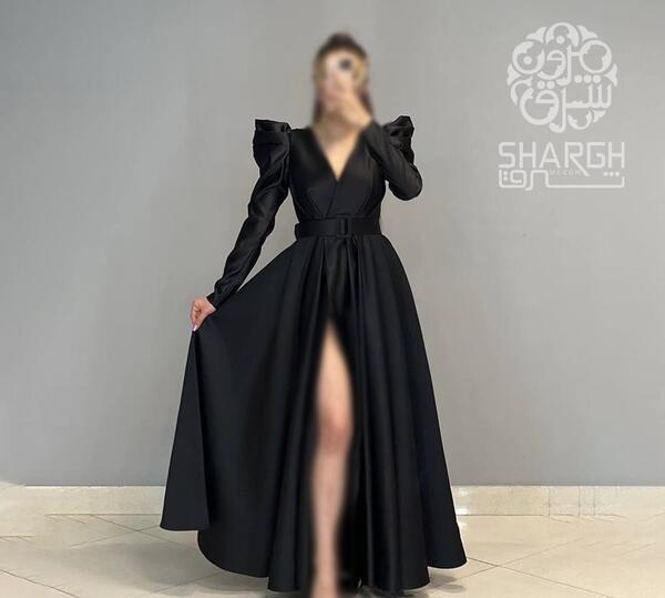 عکس لباس مجلسی دامن کلوش ساتن کوتاه