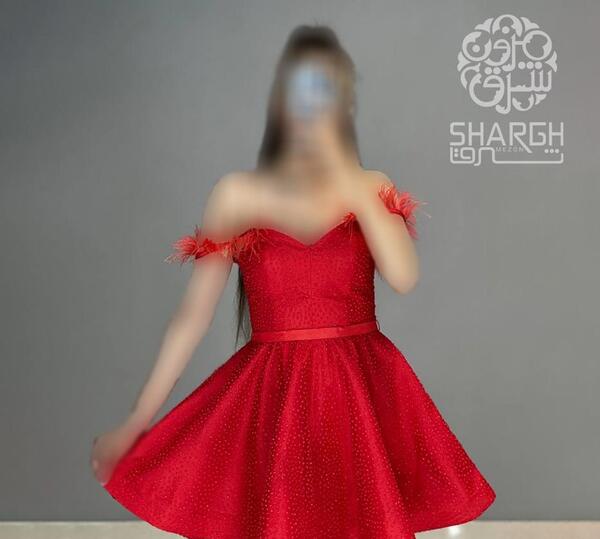 عکس لباس مجلسی دکلته کوتاه عروسکی