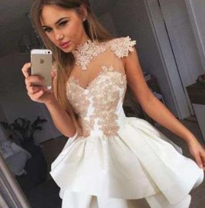 عکس لباس مجلسی کوتاه سفید دخترانه