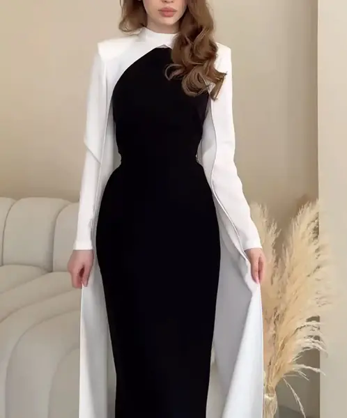 عکس مدل لباس مجلسی کوتاه سفید مشکی