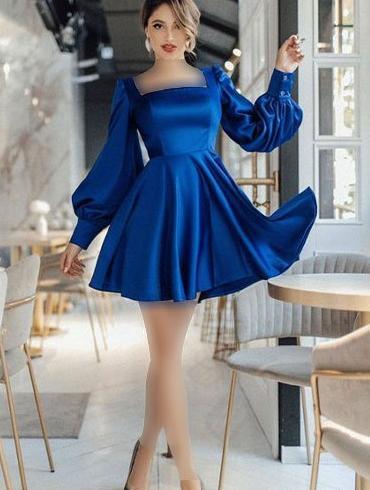 عکس لباس مجلسی کوتاه ساتن شیک