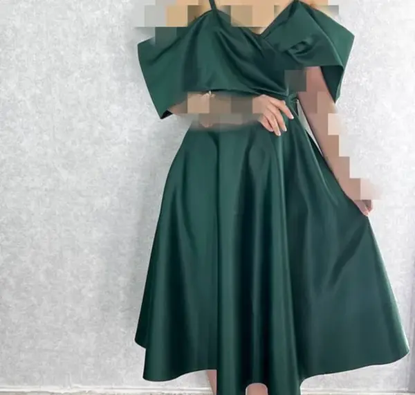 عکس لباس مجلسی کوتاه ساتن شیک