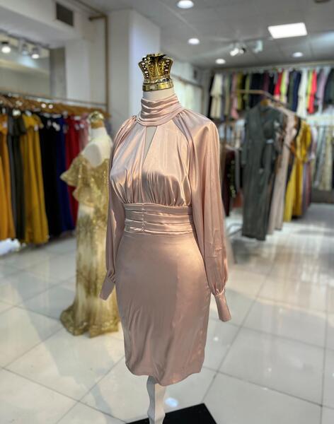 عکس لباس مجلسی کوتاه ساتن جدید
