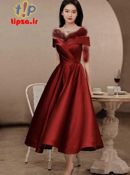 عکس لباس مجلسی کوتاه ساتن زنانه