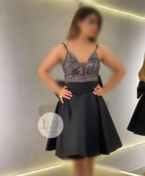 عکس لباس مجلسی کوتاه ساتن زنانه
