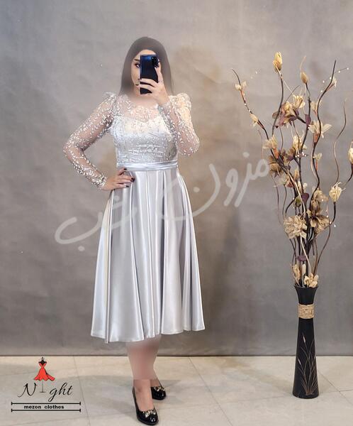 عکس لباس مجلسی کوتاه ساتن زنانه