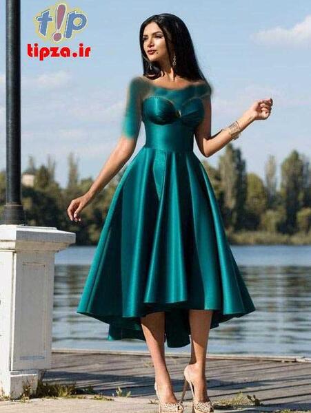 عکس لباس مجلسی کوتاه ساتن زنانه