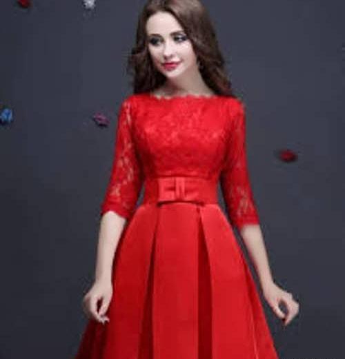 عکس لباس مجلسی کوتاه قرمز زنانه