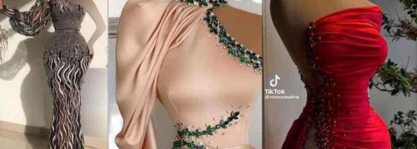 عکس لباس مجلسی کوتاه کار شده با سنگ