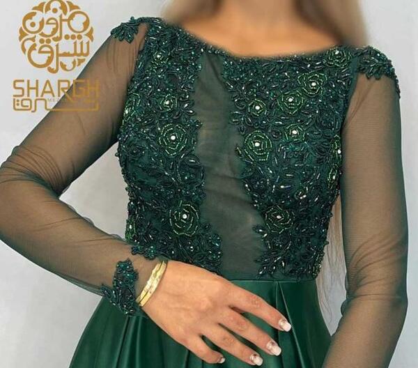 عکس مدل لباس مجلسی کوتاه کار شده با مروارید