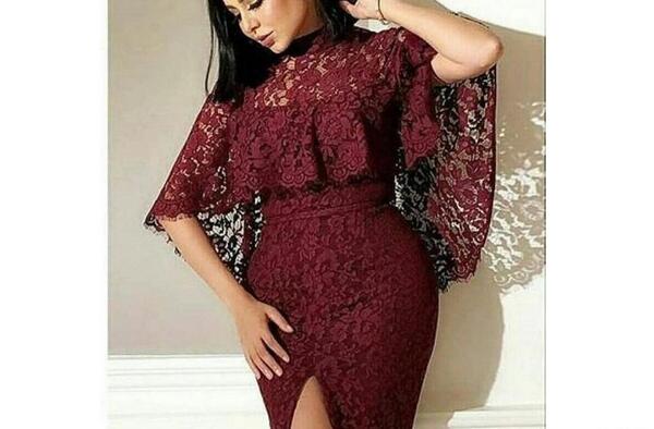 عکس مدل لباس مجلسی کوتاه کار شده با گیپور