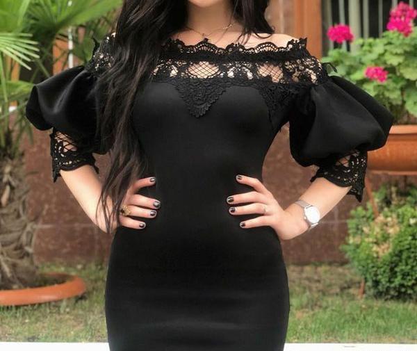 عکس لباس مجلسی کوتاه مشکی ساده