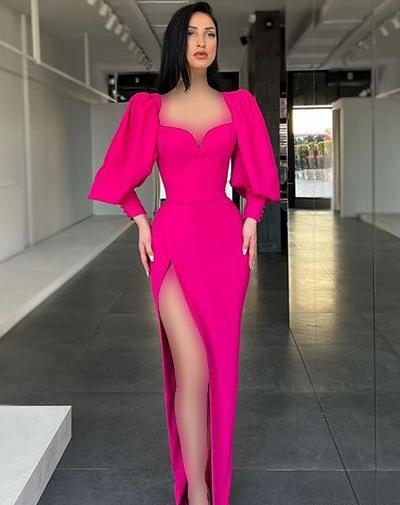 عکس لباس مجلسی مدل ماهی چاکدار کوتاه