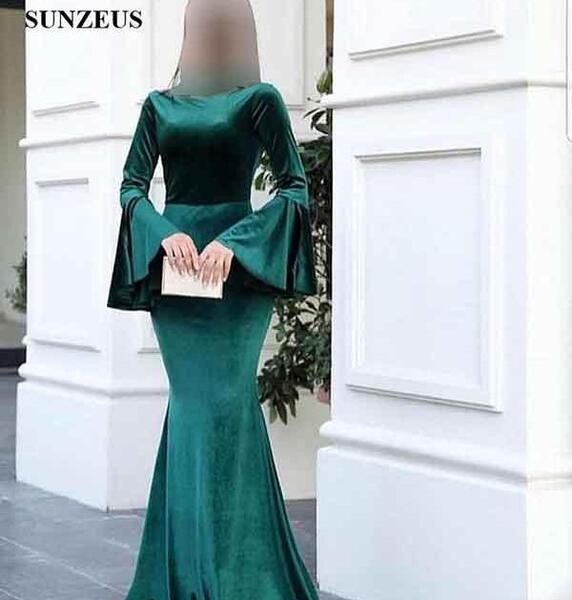 عکس مدل لباس مجلسی بلند با پارچه مخمل ساده