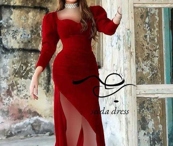عکس مدل لباس مجلسی بلند با پارچه مخمل ساده