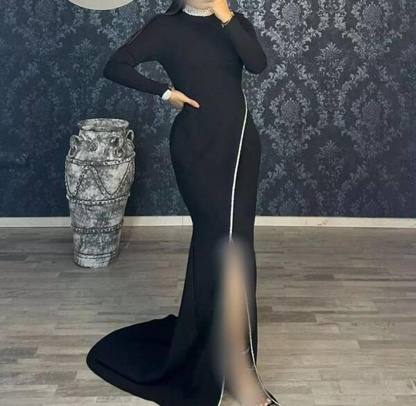 عکس مدل لباس مجلسی مشکی ساده بلند